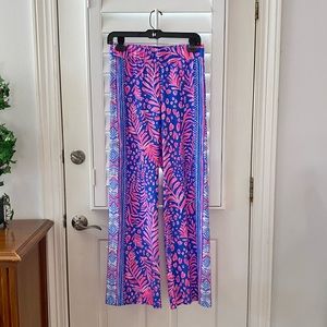 Lilly Pulitzer 32" Bal Harbour Palazzo Pant, pink & blue flowy pants.